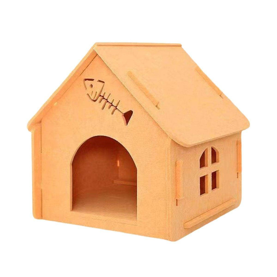Scratch Resistant Semi Enclosed Felt Cat House - Yellow