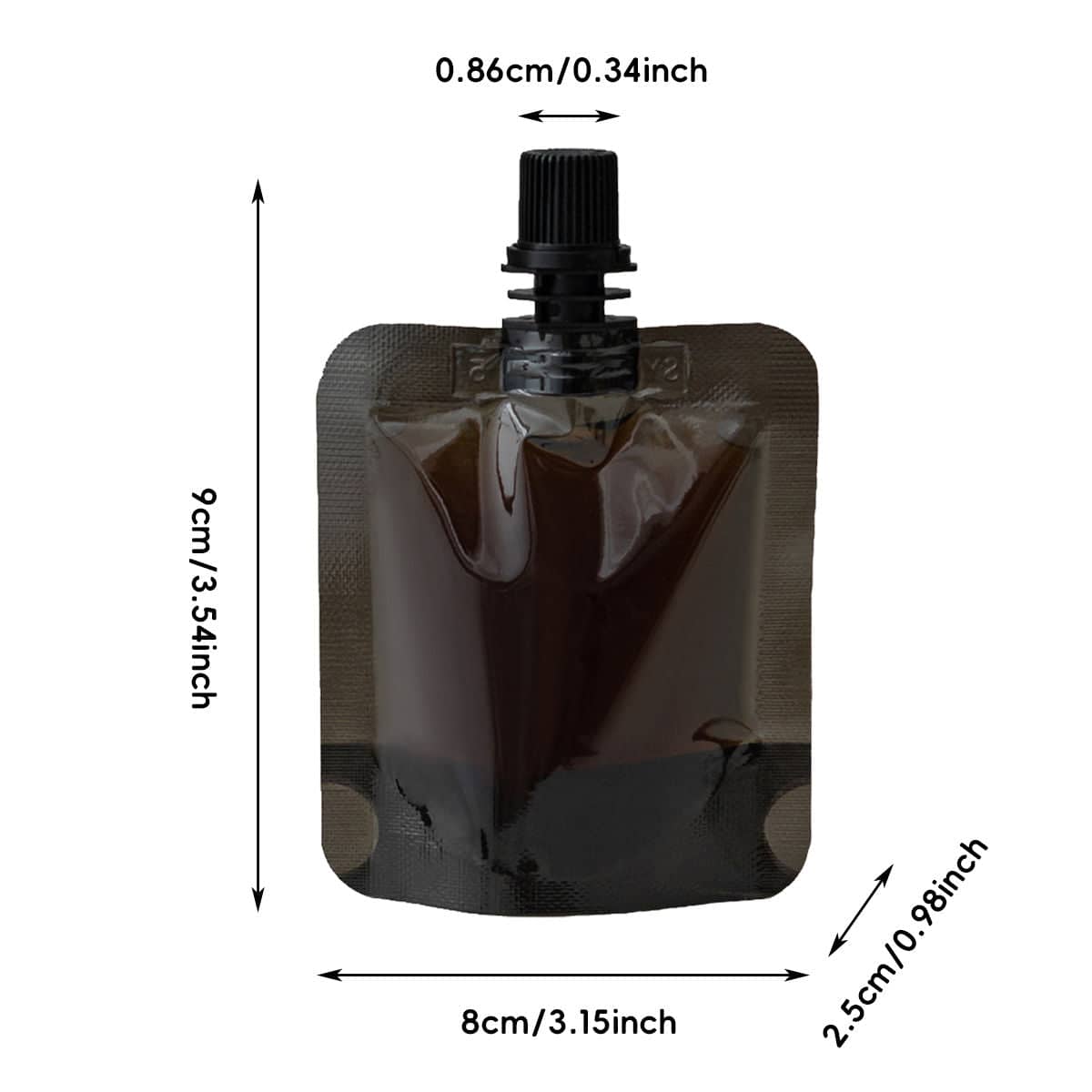 Screw Cap Spout Liquid Pouches - Black, 100 Pack - view 3