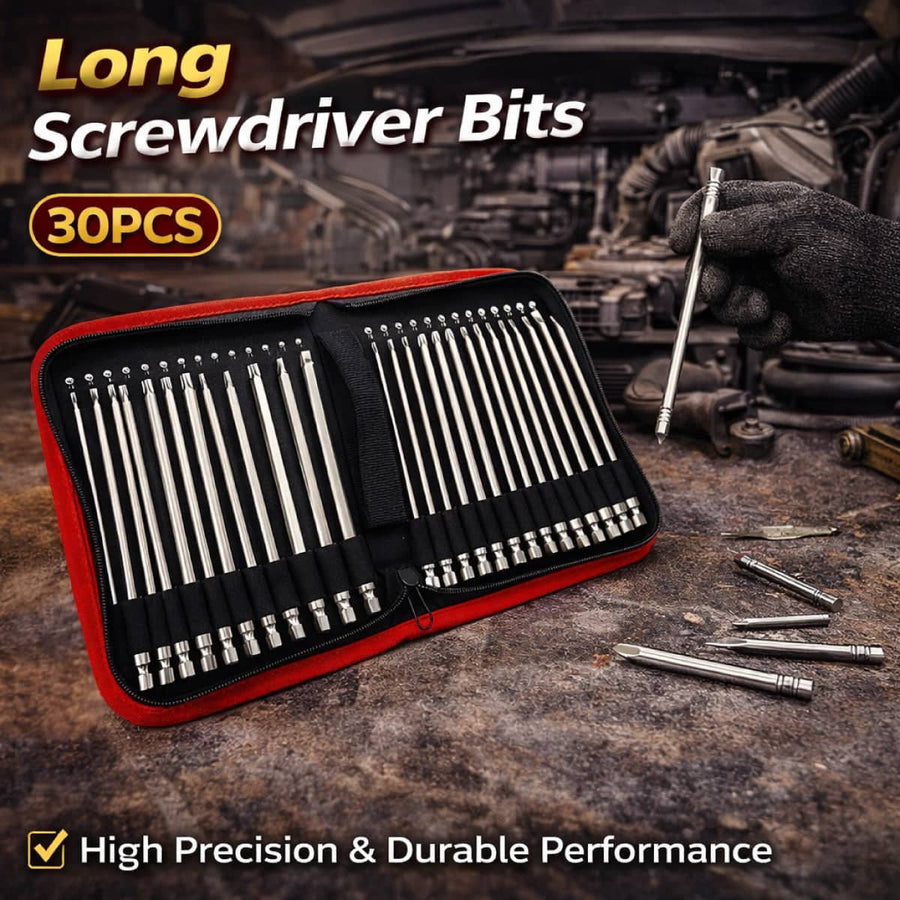 Screwdriver Bit Set 150 mm Long, Power Tool Accessory Kit - Pack of 30