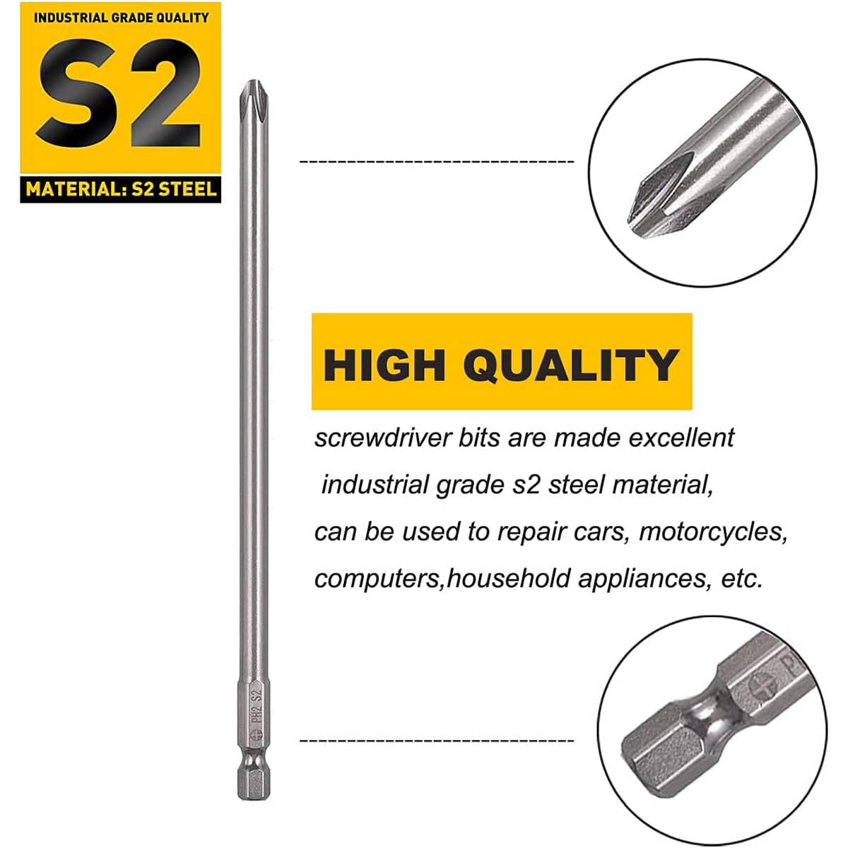 Screwdriver Bit Set 150 mm Long, Power Tool Accessory Kit - Pack of 30 - view 5