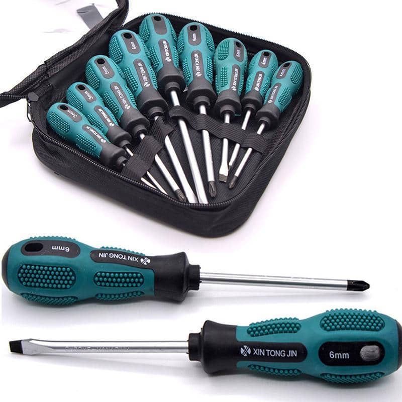 Screwdriver Set 9 Piece Chrome Vanadium Steel with Storage Bag - view 4