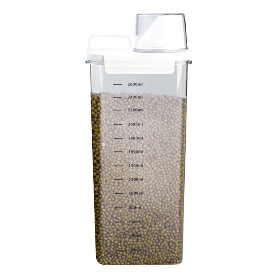 Sealed Grain Storage Container with Measuring Cup - 2900ml (8 x 13 x 37 cm)