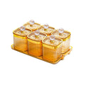 Sealed Pantry Storage Jars Set of 6 with Tray, Amber Tinted with Gold Lid Knobs - view 2