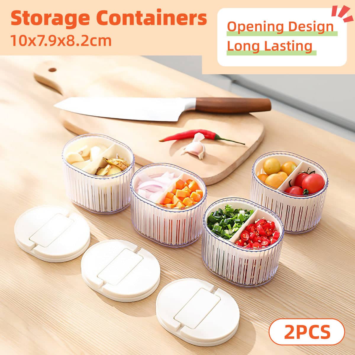 Sealed Storage Containers with Flip Lids and Drain Baskets - Set of 2