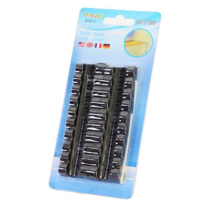 Self-Adhesive Cable Clips - Black, M Size, Pack of 20