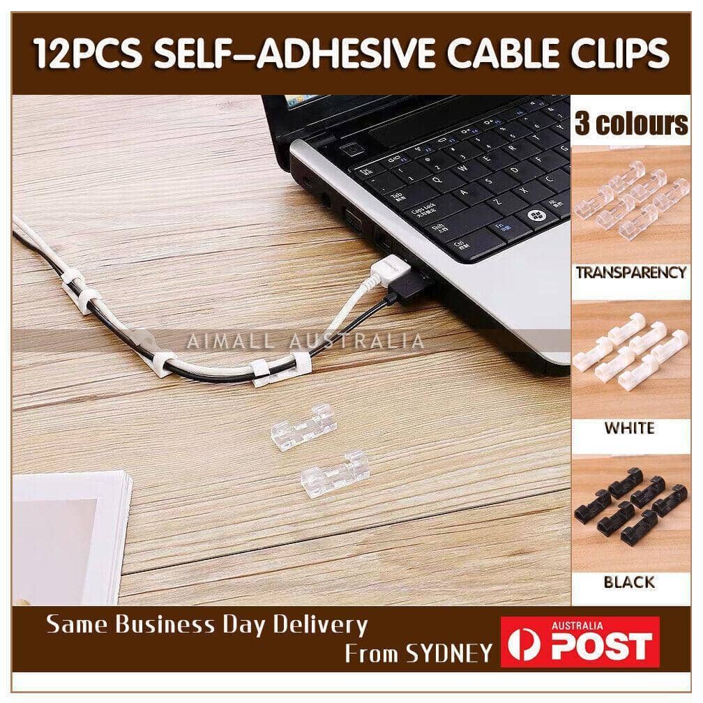 Self-Adhesive Cable Clips Cable Management Holder - Black, Pack of 12 - view 2
