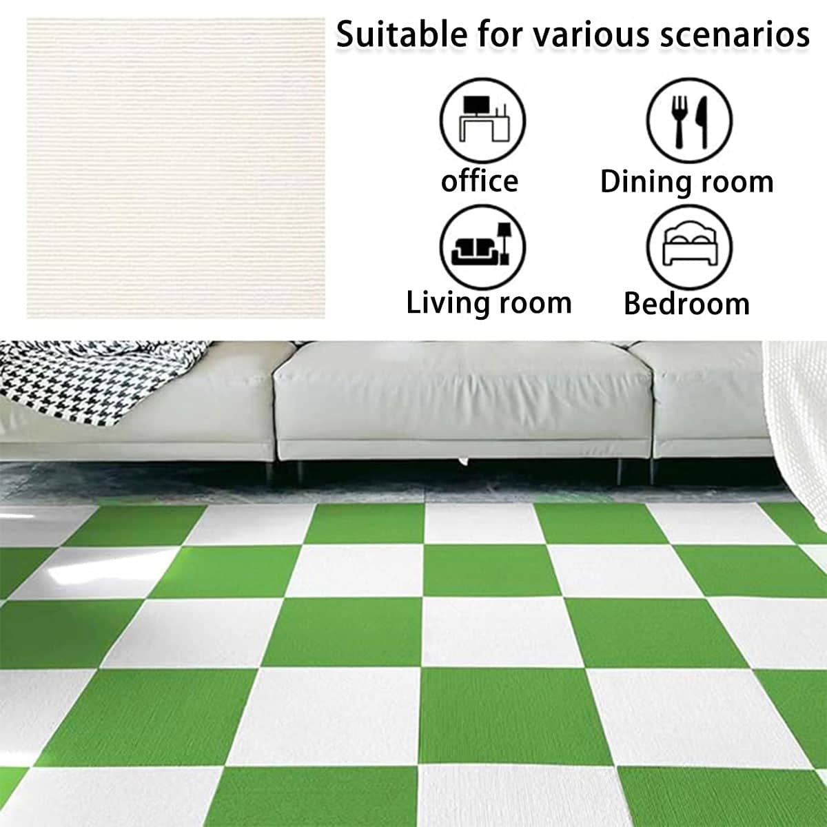 Self-Adhesive Carpet Tiles, 30 x 30 cm, Pack of 12 - Beige - view 5