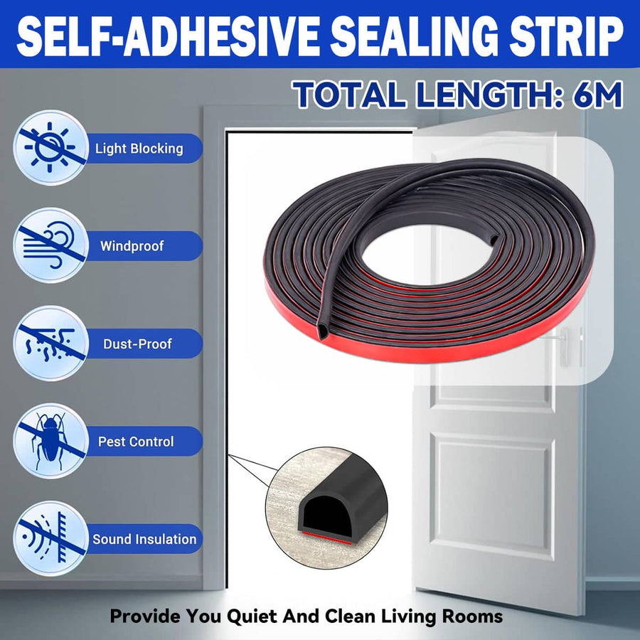 Self Adhesive Door and Window Sealing Strip, 6 m for Soundproof, Dustproof and Windproof Use