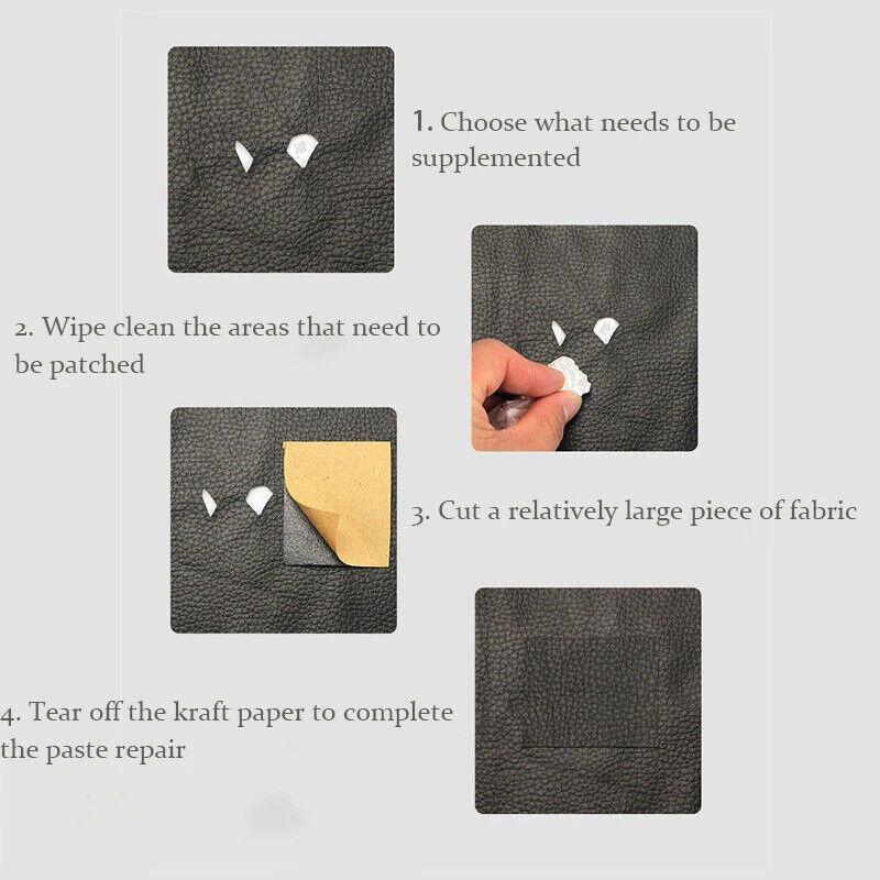 Self Adhesive Faux Leather Repair Patches, 20 x 30 cm, Pack of 2 - Black - view 5
