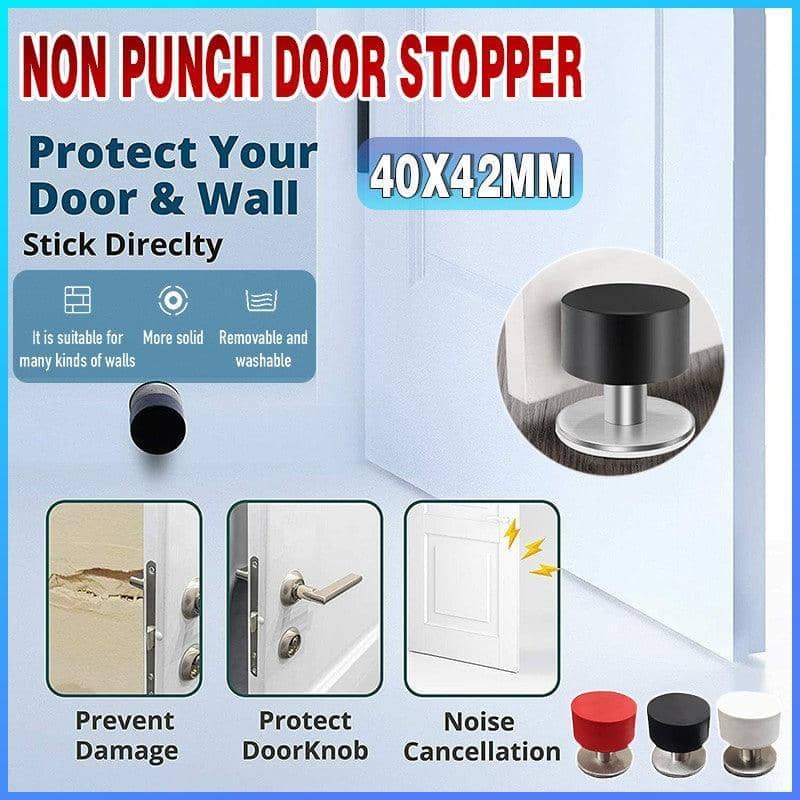 Self-Adhesive Heavy Duty Rubber Door Stopper, No Drilling - Black - view 2