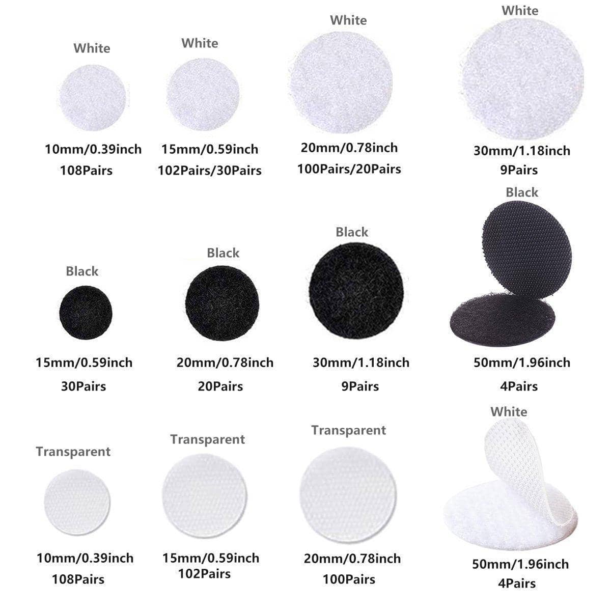 Self-Adhesive Hook and Loop Dots - White, 50mm, Pack of 4 Pairs - view 4