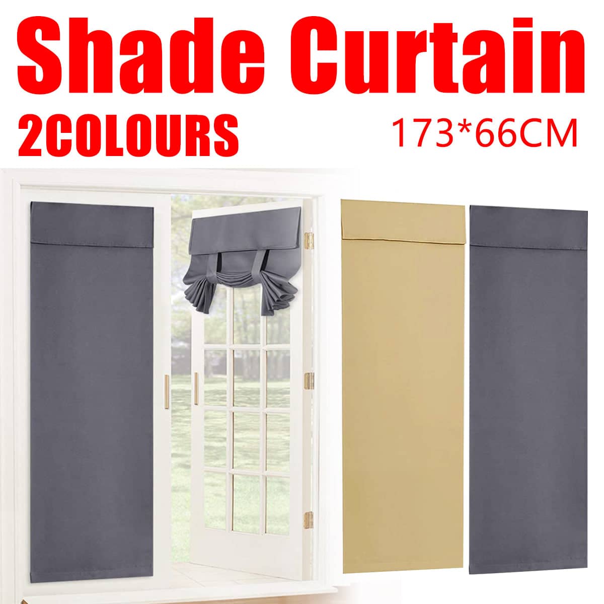 Self-Adhesive Light Blocking Door Curtain 173 x 66 cm - Beige - view 2