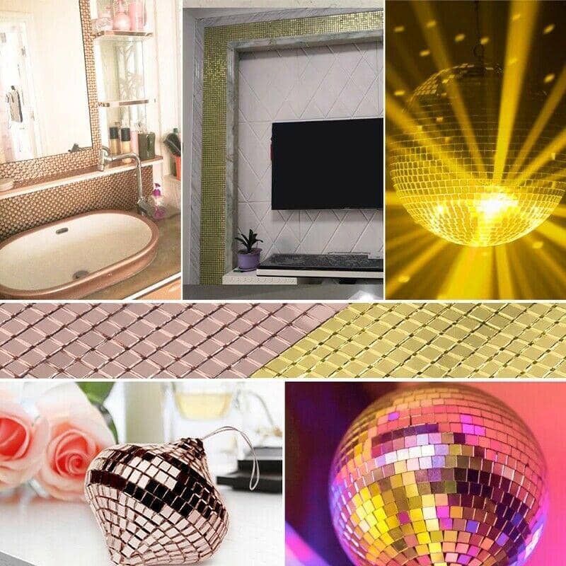 Self-Adhesive Mini Mosaic Mirror Tiles, 1,464 Pieces - Rose Gold - view 5