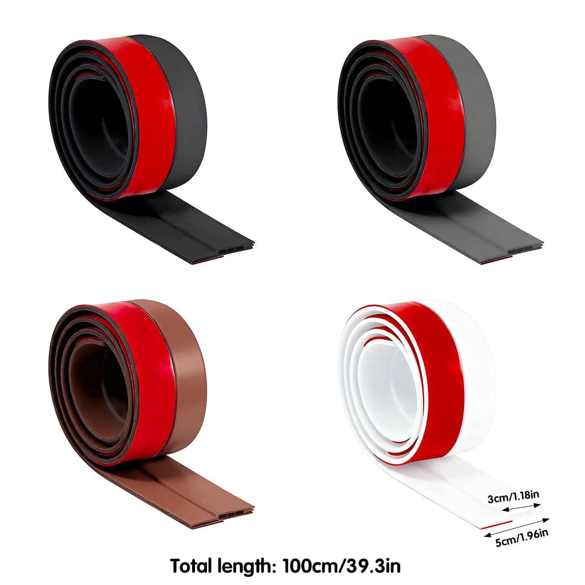 Self Adhesive Silicone Door Seal Strip, 6 m Weather Stripping - Brown - view 4