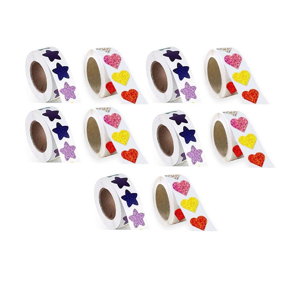 Self-Adhesive Star and Heart Glitter Reward Chart Stickers, Pack of 10 Rolls - view 2
