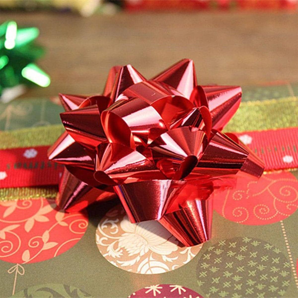 Self-Adhesive Star Ribbon Bows for Gift Wrapping, Pack of 100 - Gold - view 5