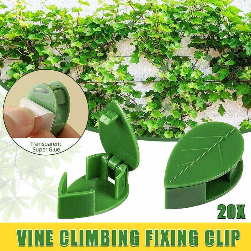 Self-Adhesive Wall Plant Clips for Climbing Vines - Green, Pack of 20