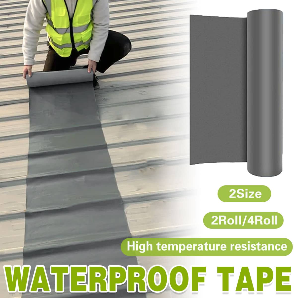 Self-Adhesive Waterproof Roof Repair Tape - Grey, 10 x 500 cm, Pack of 4 Rolls - view 2