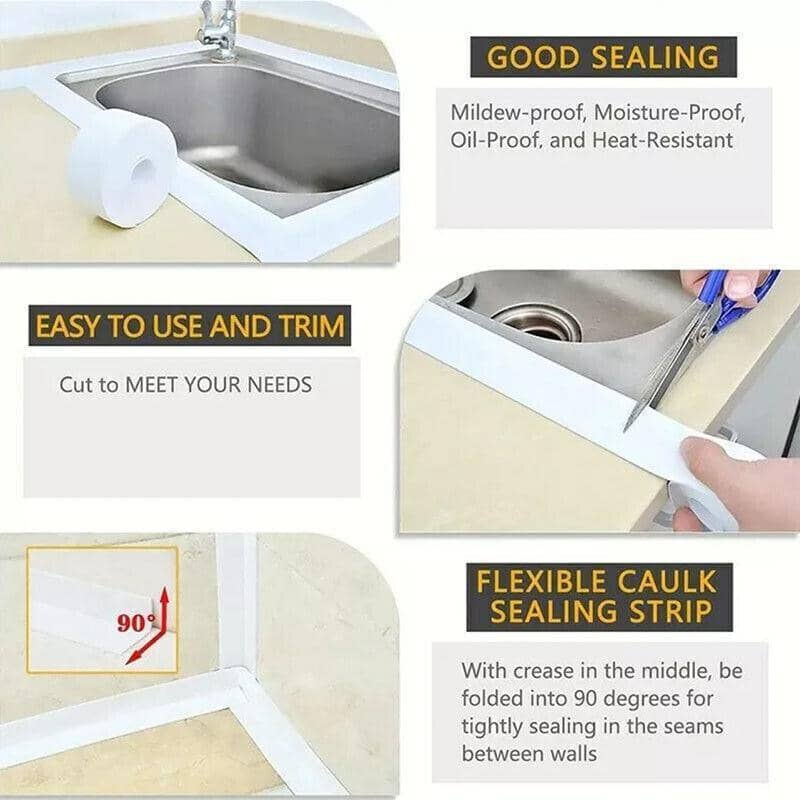Self-Adhesive Waterproof Sealing Tape for Kitchen and Bathroom - White, 22 mm x 3.2 m - view 5