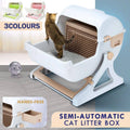 Semi Automatic Cat Litter Box Large Anti Splash Semi Enclosed Kitty Toilet - Beige - view 2