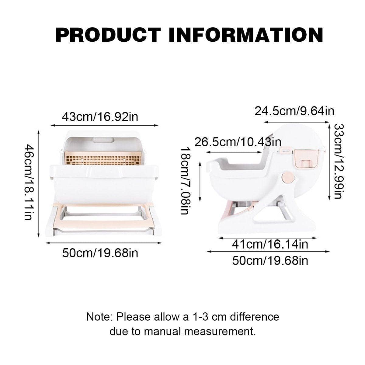 Semi Automatic Cat Litter Box Large Anti Splash Semi Enclosed Kitty Toilet - Beige - view 4