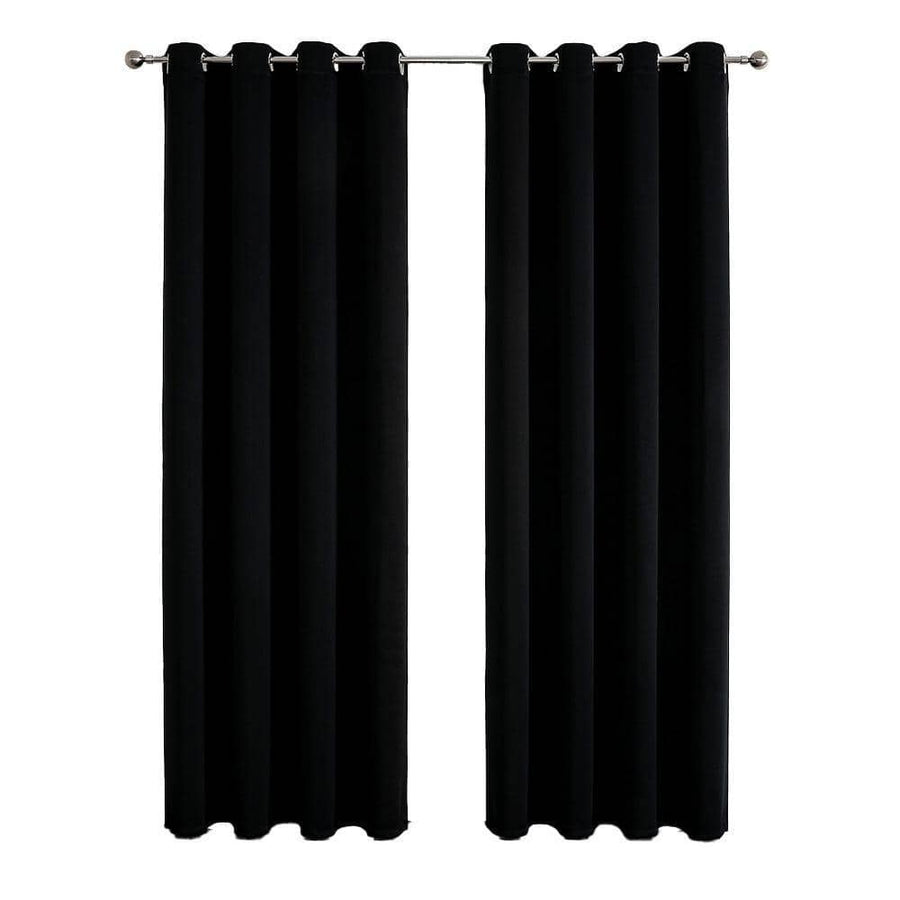 Semi Blackout Curtains, Pack of 2 - Black, 132 x 160 cm