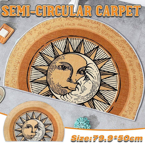 Semi Circular Non-Slip Door Mat - Sun and Moon, 75 x 50cm