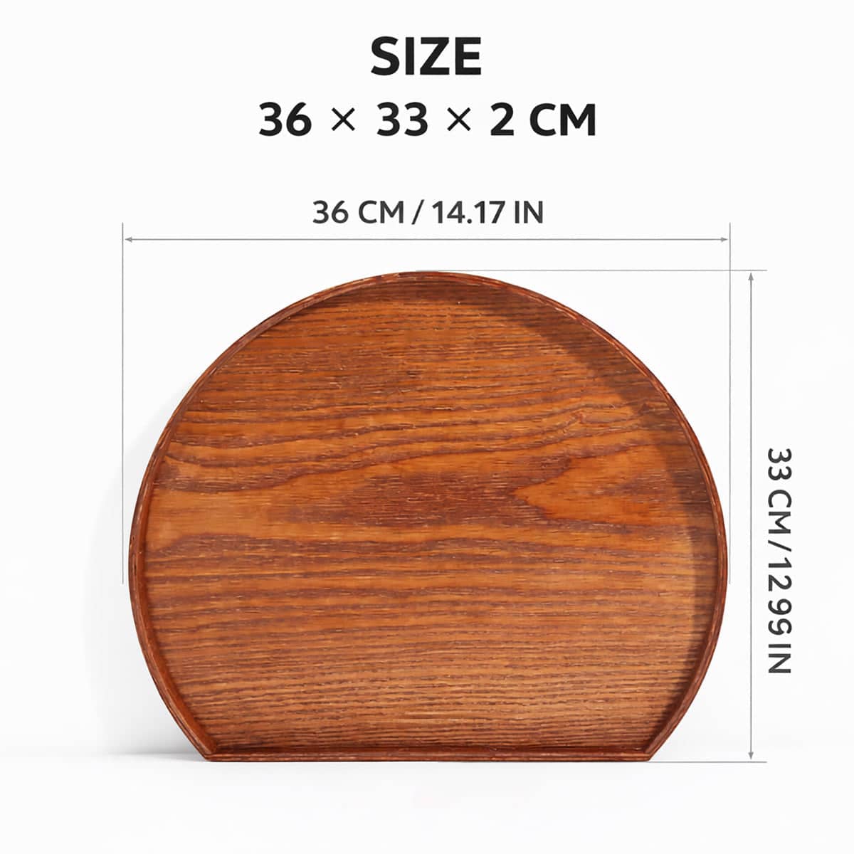 Semi Circular Solid Wood Serving Trays Set of 2 36 cm Brown - view 3