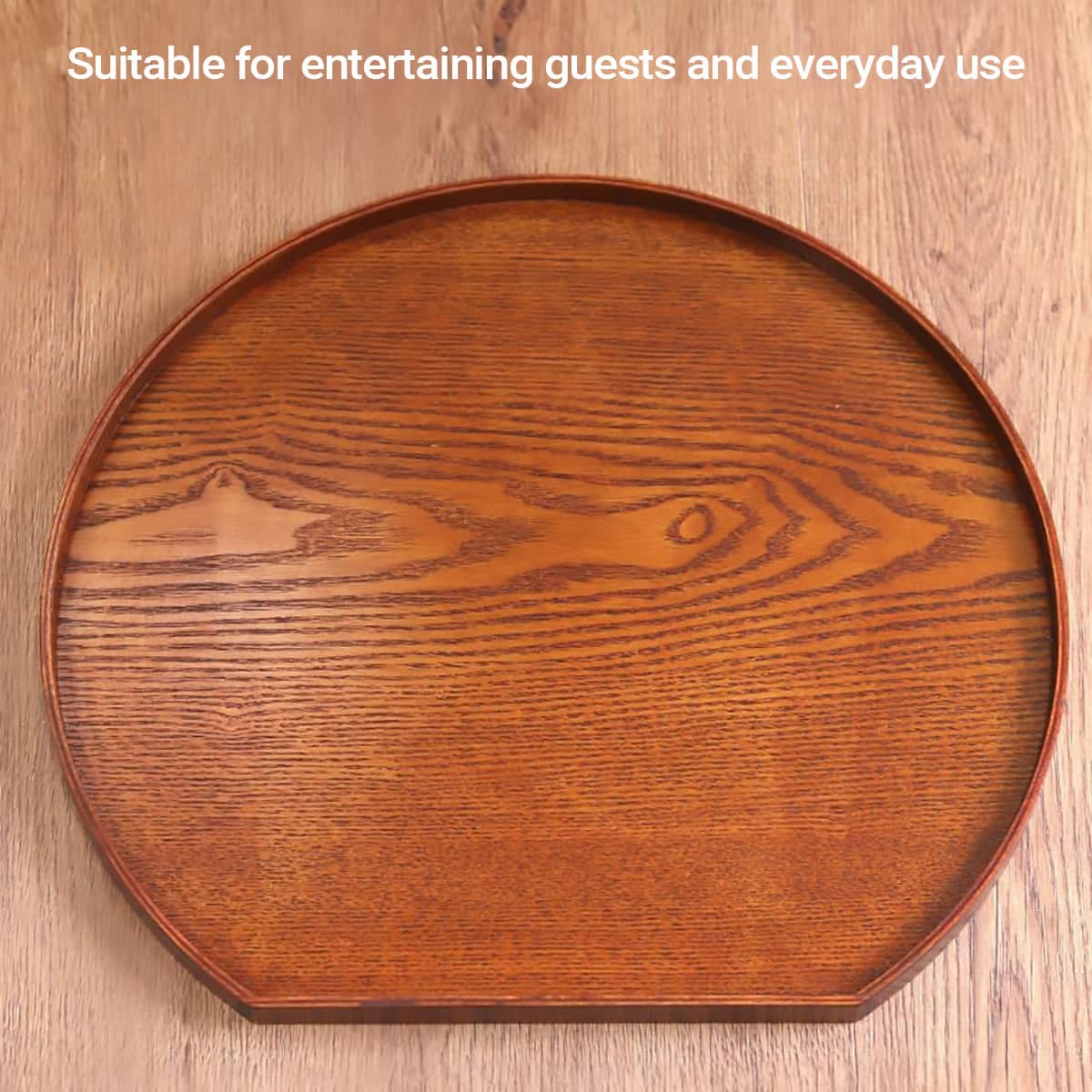 Semi Circular Solid Wood Serving Trays Set of 2 36 cm Brown - view 4