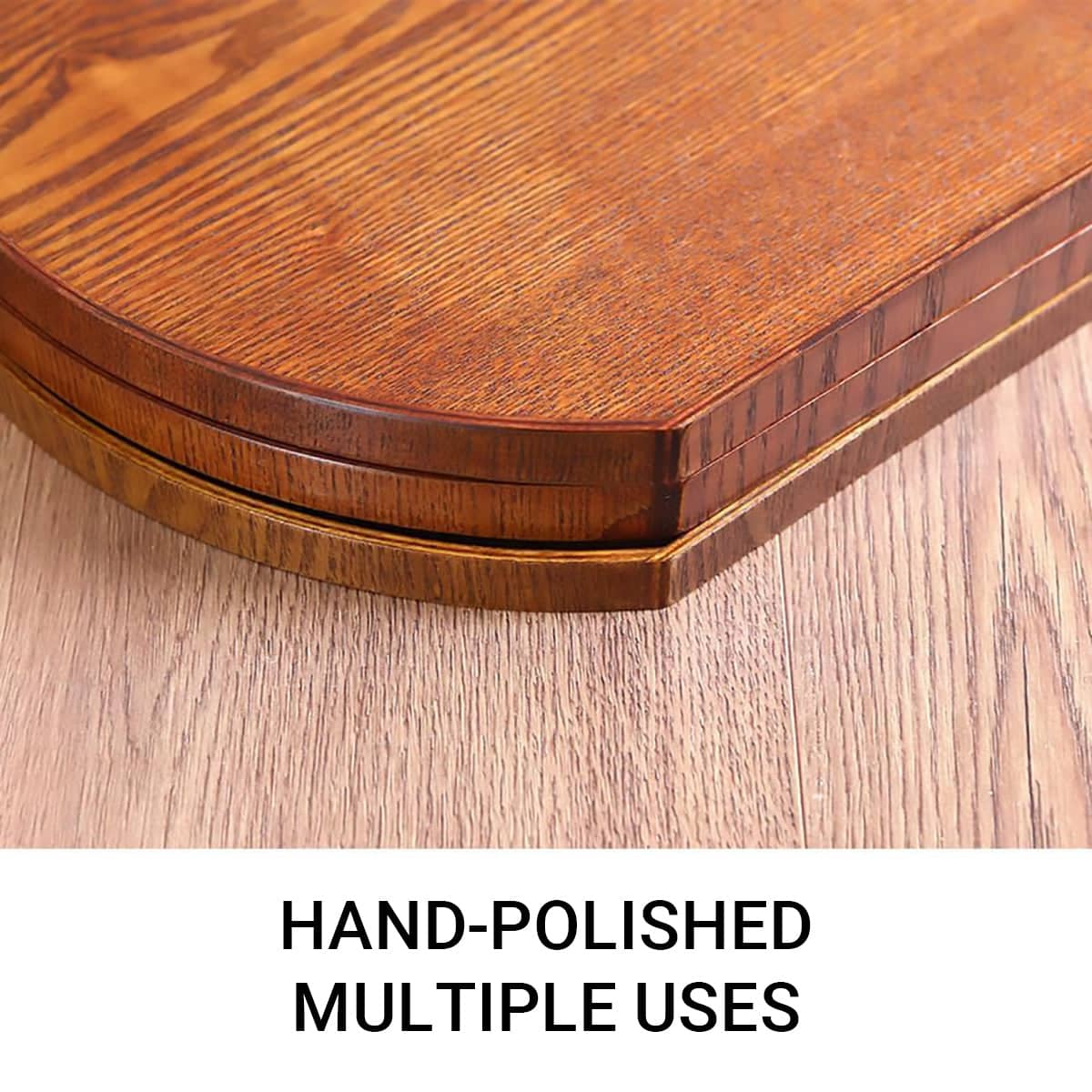 Semi Circular Solid Wood Serving Trays Set of 2 36 cm Brown - view 5