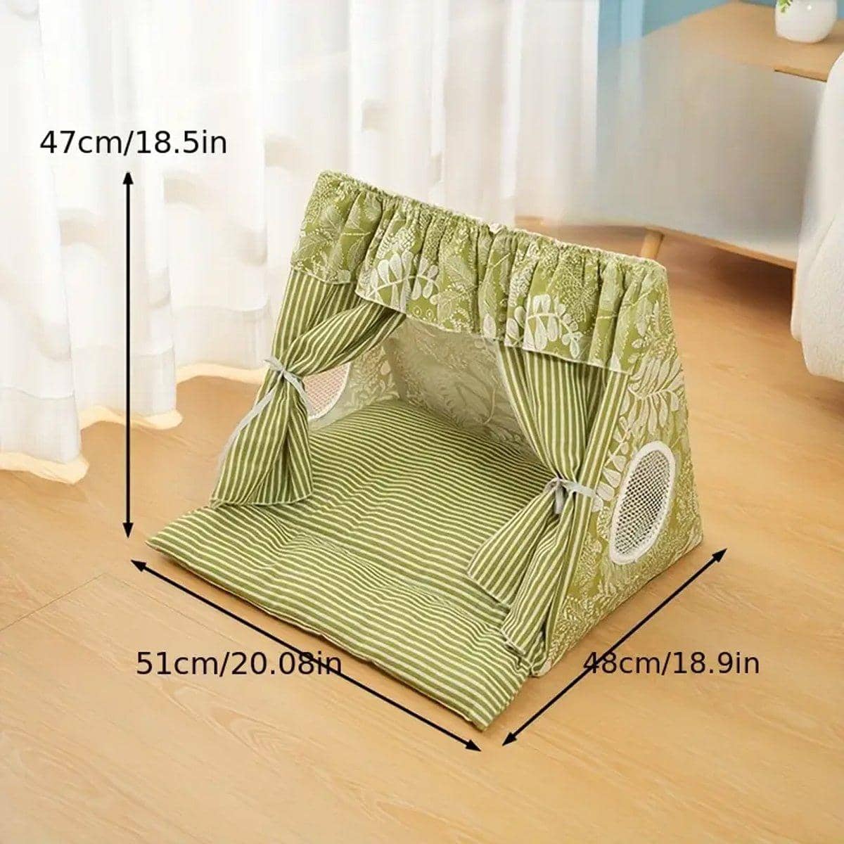 Semi-Closed Cat Tent Pet Bed with Washable Cover - Pink - view 4