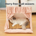 Semi-Closed Cat Tent Pet Bed with Washable Cover - Pink - view 5