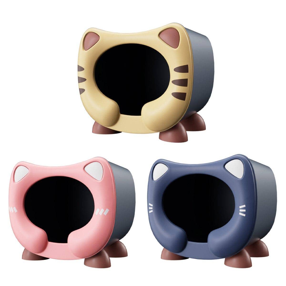 Semi Enclosed Cat Bed with Cat Face Design - Yellow - view 3