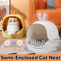 Semi Enclosed Cat Bed with Removable Soft Pad - Rabbit Design, White with Pink Ears (35 x 35 x 45 cm) - view 2