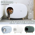 Semi-Enclosed Cat Litter Box with Drawer Tray - Green - view 2