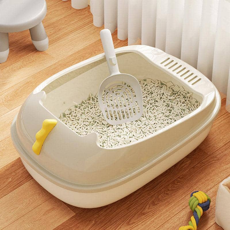 Semi-Enclosed Cat Litter Box, Large Detachable Washable Toilet with High Fence - view 4