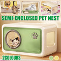 Semi-Enclosed Indoor Cat House with Round Porthole, 46.5 x 30.5 x 30 cm - Green - view 2