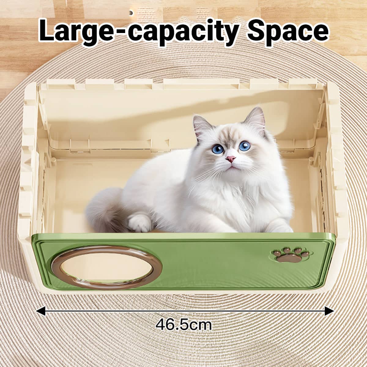 Semi-Enclosed Indoor Cat House with Round Porthole, 46.5 x 30.5 x 30 cm - Green - view 5