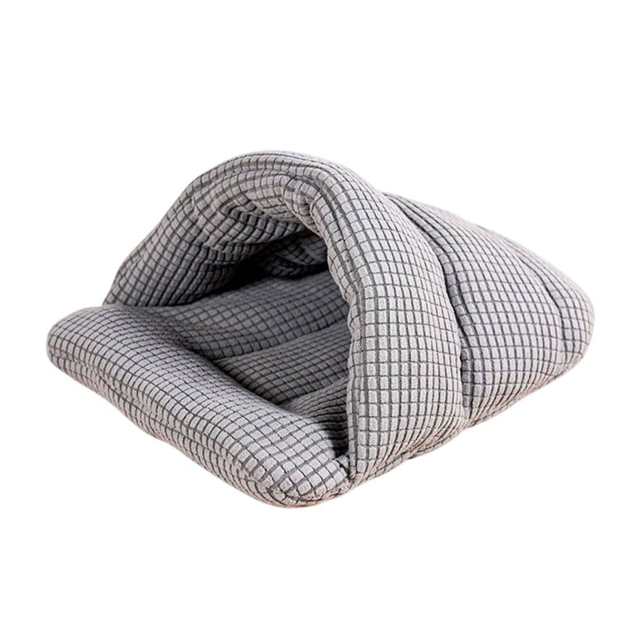 Semi-Enclosed Small Pet Sleeping Bag - Light Grey