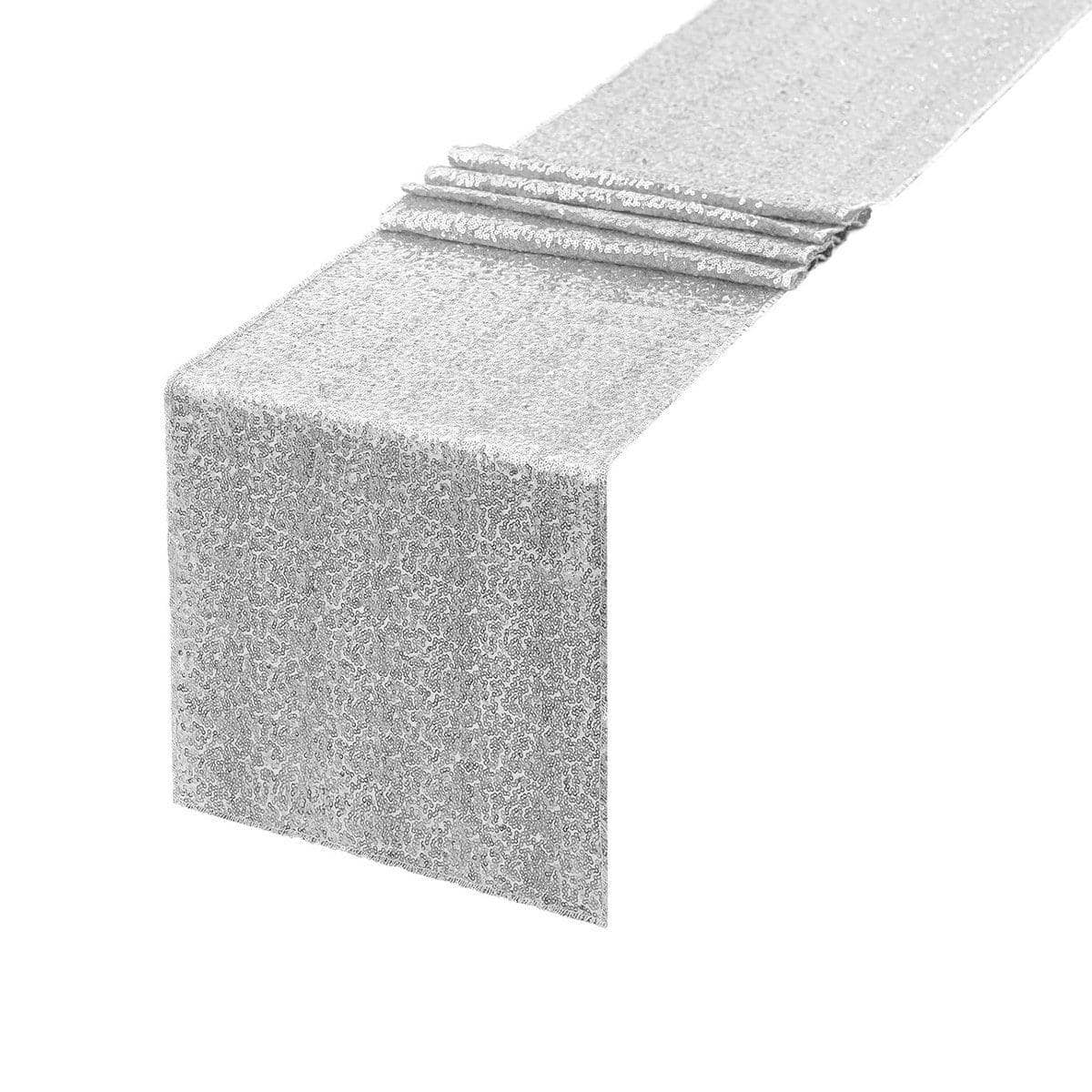 Sequin Table Runner, 30 x 180 cm - Silver