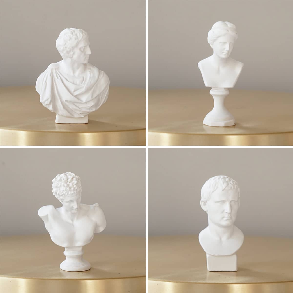 Set of 10 Mini Resin Classical Bust Desktop Sculptures in White - view 5