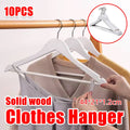 Set of 10 Wooden Suit Hangers for Coats, Jackets, Dress Pants and Skirts