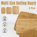 Set of 3 Bamboo Cutting Boards, Multi Size Kitchen Chopping Boards