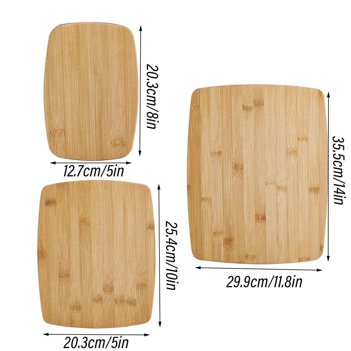 Set of 3 Bamboo Cutting Boards, Multi Size Kitchen Chopping Boards - view 3