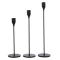 Set of 3 Decorative Candlestick Holders for Taper Candles - Black