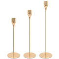 Set of 3 Decorative Candlestick Holders for Taper Candles - French Gold