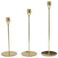Set of 3 Decorative Candlestick Holders for Taper Candles - Gold