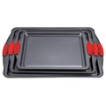 Set of 3 Nonstick Carbon Steel Baking Trays, Rectangular Cookie Sheets and Cake Pans for Oven - view 2