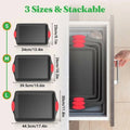 Set of 3 Nonstick Carbon Steel Baking Trays, Rectangular Cookie Sheets and Cake Pans for Oven - view 3