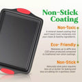 Set of 3 Nonstick Carbon Steel Baking Trays, Rectangular Cookie Sheets and Cake Pans for Oven - view 5